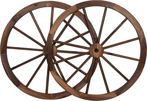 Trademark Innovations Decorative Vintage Wood Garden Wagon Wheel with Steel Rim Diameter Set of