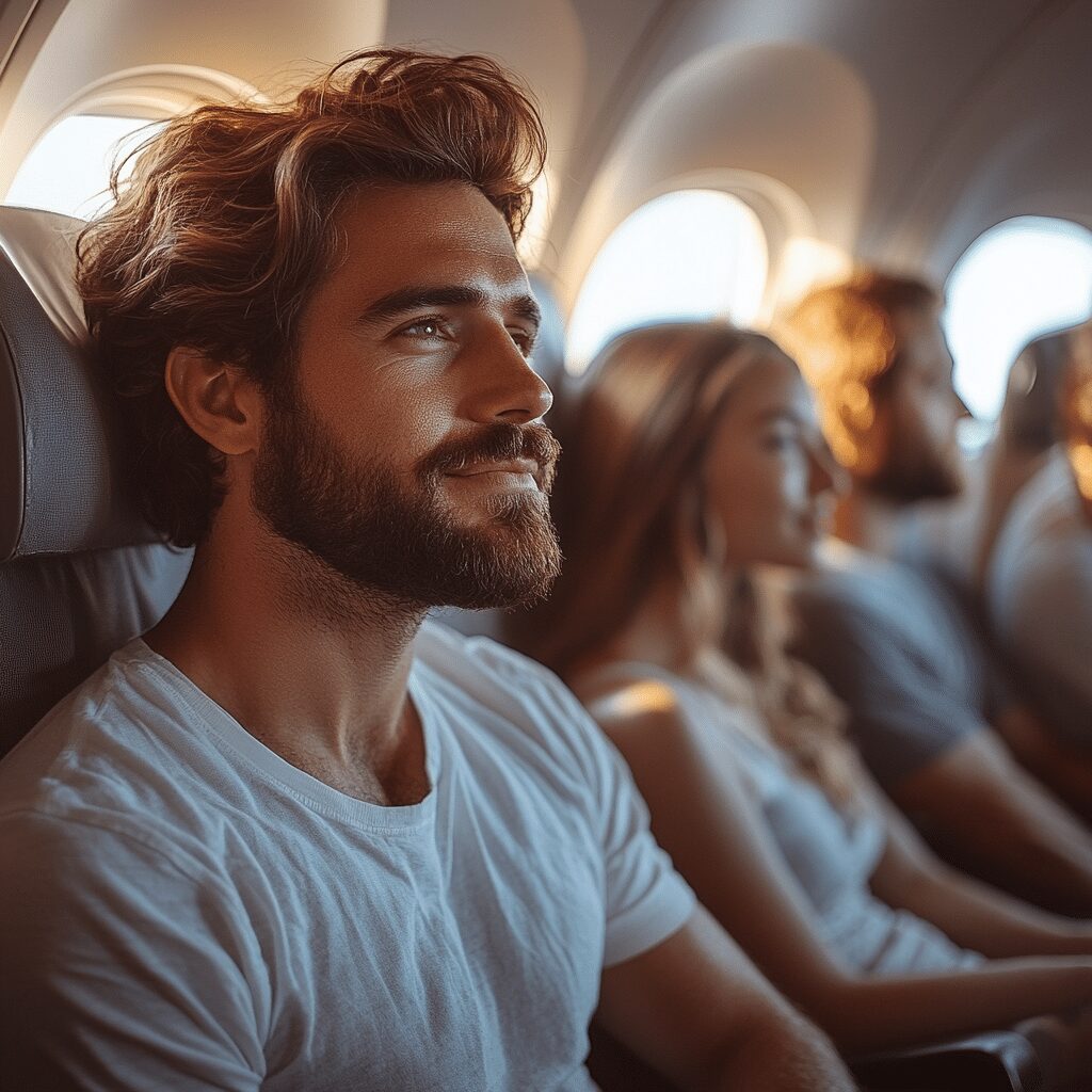 Man Cheating on Airplane